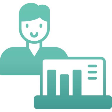 Dizüstü bilgisayarı olan bir iş adamı. vektör illüstrasyonu.