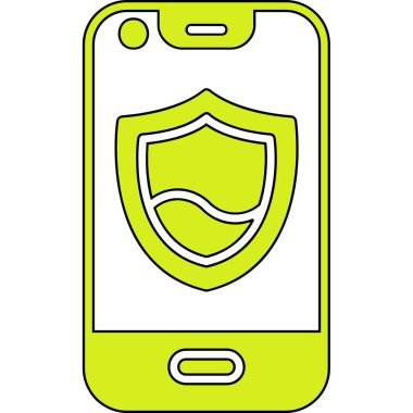 Kalkanlı akıllı telefon. Web simgesi basit illüstrasyon