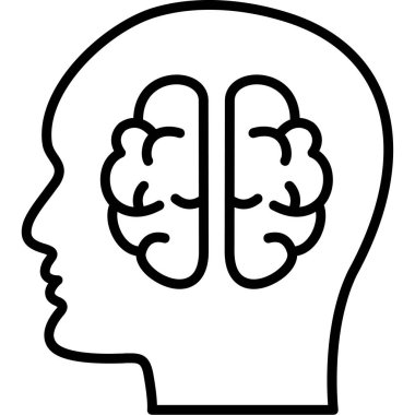 Beyin insan zihin simgesi ana hatlar biçiminde