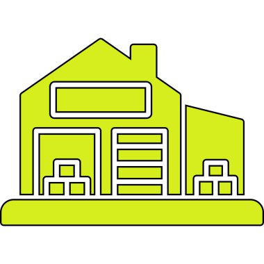 Fabrika binası ikonu. Web için fabrika vektör simgelerinin özet çizimi