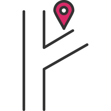 gps konum haritası simgesi ana hat biçiminde