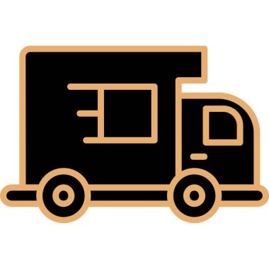 Kamyon Simgesi. Düz Renk Tasarımı. Vektör İllüstrasyonu.