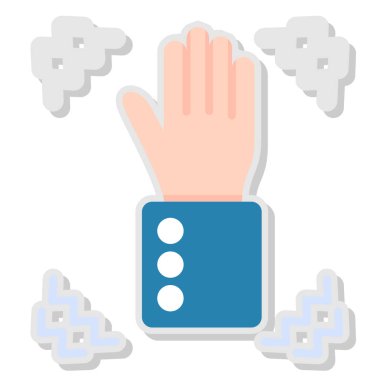 Tıbbi eldiven ikonu olan eller