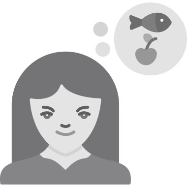 Balık ve baloncuk ikonlu kadın. vektör illüstrasyonu