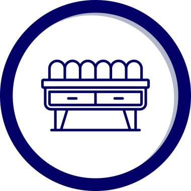 Mavi ve beyaz bir simgenin gösterimi