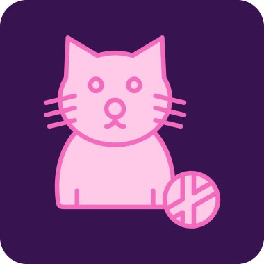 Sevimli çizgi film kedisi ikonu. Çocuklar ve baskılar için hayvan konsepti. Vektör illüstrasyonu, izole