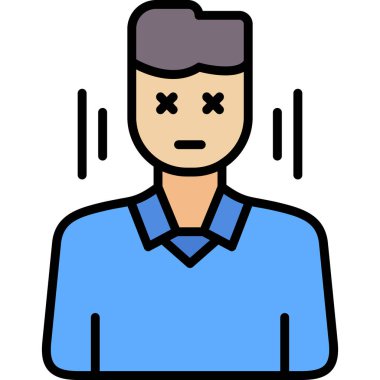 Baş ağrısı simgesi renk çizgisi vektörü olan üzgün adam