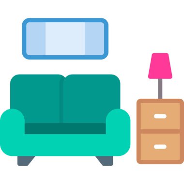 oturma odası kanepe vektör illüstrasyon.