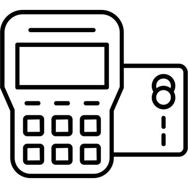 Kredi kartı terminal simgesi. Beyaz arkaplanda izole edilmiş web tasarımı için ana kredi kartı terminal vektör simgesi