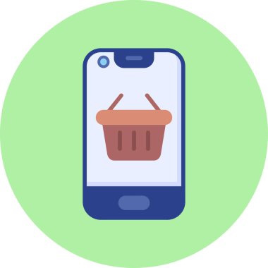 Yiyecek ikonlu sepet. vektör illüstrasyonu