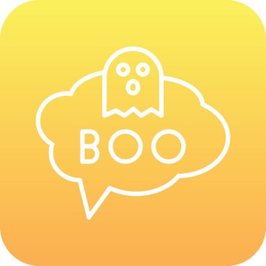 Boo ikonlu izole edilmiş sarı bir bulutun çizimi