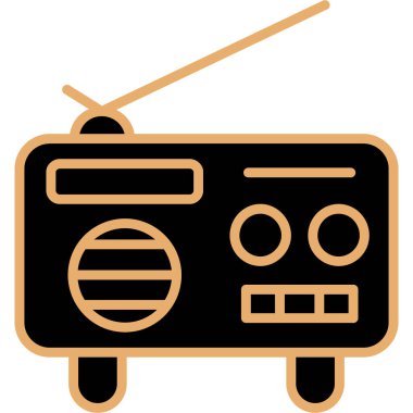 Retro radyo ikonu. İnternet için radyo vektör simgelerinin özet çizimi