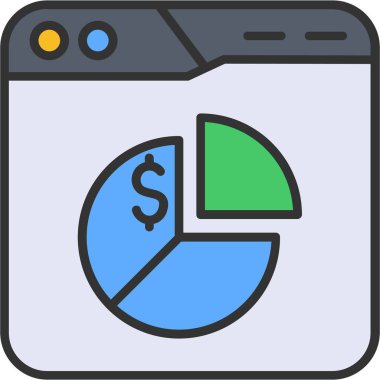 iş ve finans düz simgesi, vektör illüstrasyonu