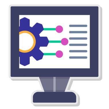 Bilgisayar monitörü simgesi. Web için bilgisayar izleyici vektör simgelerinin düz çizimi