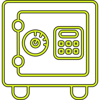 Para kasası ikonu. Beyaz arkaplanda izole edilmiş web tasarımı için para güvenli vektör simgesi ana hatları