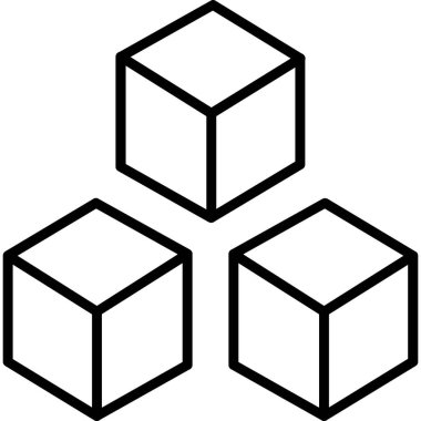 küp vektör simgesi. Taslak vektör simgesi. simge simgesi, küp ve