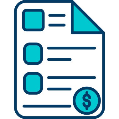 Kontrol listesi vektör simgesi. biçim çift renkli düz yuvarlak sembol, kobalt ve gri renkler, yuvarlak açılar, beyaz arkaplan.