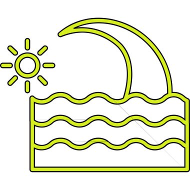 Yaz güneşi sahili ikon vektör çizimi tasarımı