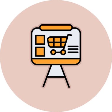 çevrimiçi alışveriş simgesi, vektör illüstrasyonu