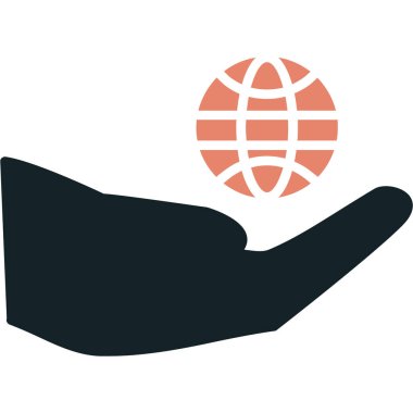 Dünya simgesini tutan bir insan elinin vektör çizimi