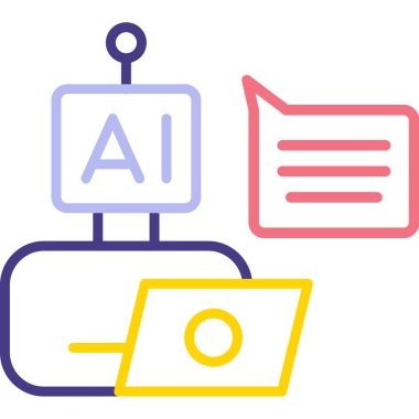 yapay zeka renk ikonu vektör illüstrasyonu