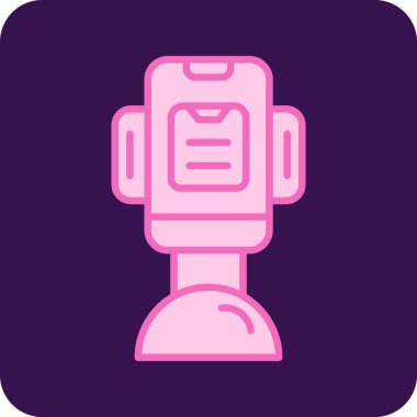 Moda biçimi izole edilmiş arka planda robot simgesine sahip akıllı telefon