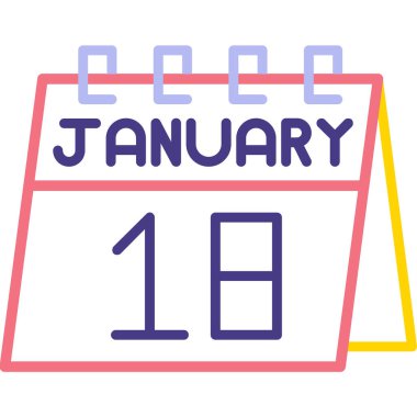 18 Ocak 'ta. Beyaz arkaplanda basit bir tarih olan beyaz takvim biçiminde. Takvim. Kış ayı. Takvim kışı. konsept