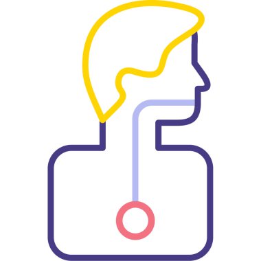 Bilgisayarlı bir adam. Web simgesi basit illüstrasyon