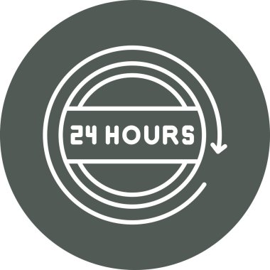 24 saat servis simgesi, vektör
