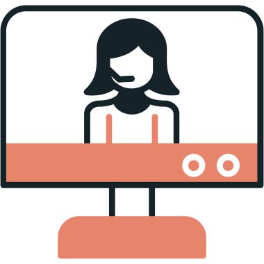 Dizüstü bilgisayarlı kadın. Vektör illüstrasyonu