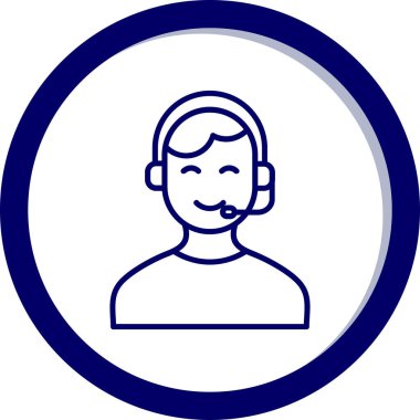 Kulaklık simgesi olan adam, vektör illüstrasyonu