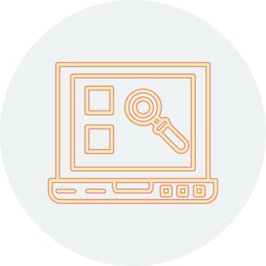 Dizüstü bilgisayarın vektör simgesi ve büyüteç