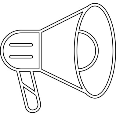 Megafon simgesi. Beyaz arkaplanda izole edilmiş web tasarımı için özet Megafon vektör simgesi
