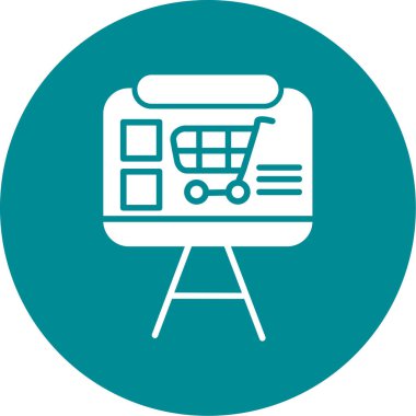 Mobil ekran ikon vektör illüstrasyonlu alışveriş arabası beyaz arkaplanda izole edildi