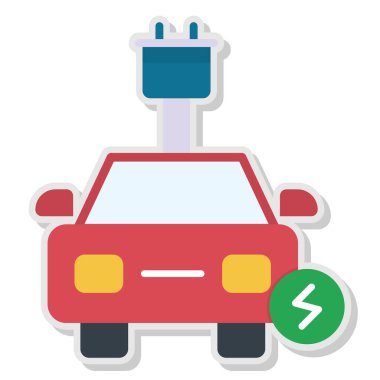 araba elektrikli ikonu düz stil