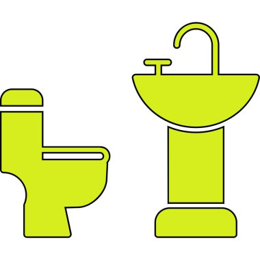 tuvalet ve kase ikonu vektör illüstrasyonu