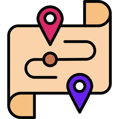 harita pin simgesi renk ana hatları vektörü