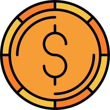 madeni para para simgesi ana hatları ile doldurulmuş