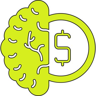 beyin para simgesi, vektör illüstrasyonu