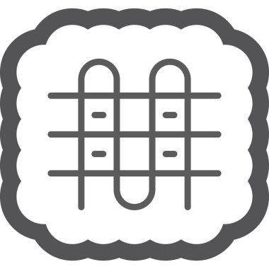 Mutfak gereçleri çizgisi simgesi, mutfak konsepti, beyaz arka planda aşçılık sembolü, mobil konsept ağı için taslak biçimli mutfak simgesi ve mutfak simgesi ve