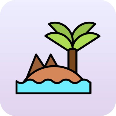 Beyaz arkaplanda izole edilmiş ana hatlı palmiye ağacı simgesi. Plaj ağacı ikonu. vektör.