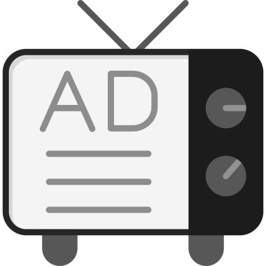 Televizyon simgesi, vektör illüstrasyonu