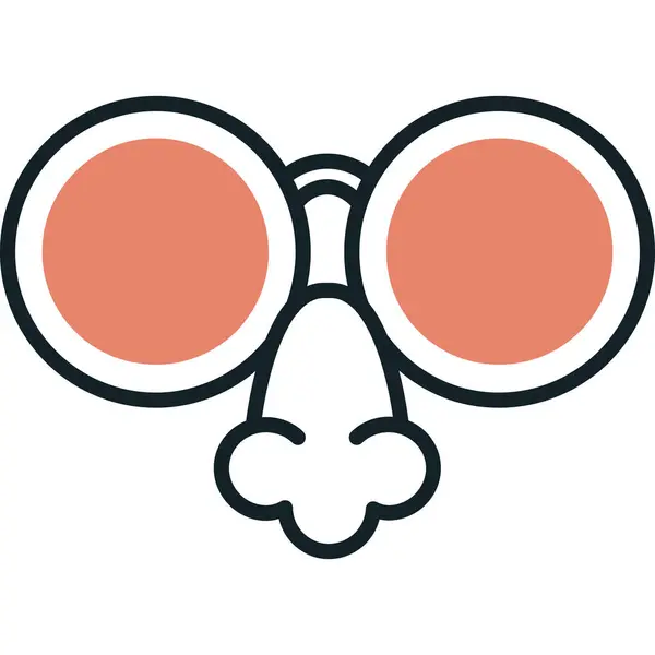 Büyük yuvarlak mercekli komik gözlükler.