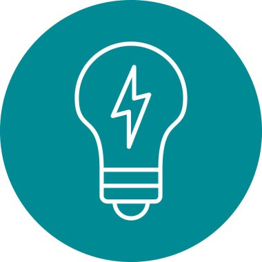 elektrik ampul vektör simgesi. biçim düz yuvarlak sembol, yumuşak mavi renk, yuvarlak açılar, beyaz arkaplan