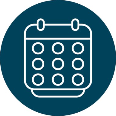 Takvim tarihi vektör simgesi. biçim düz sembol, kobalt rengi, yuvarlak açılar, beyaz arkaplan