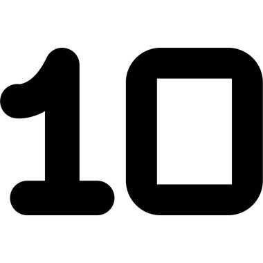 10 numara işareti. Siyah simge beyaza izole edildi. vektör illüstrasyonu.