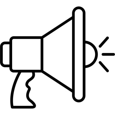 Megafon simgesi. Beyaz arkaplanda izole edilmiş web tasarımı için özet Megafon vektör simgesi