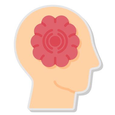 Beyin simgesi olan insan beyni, düz stil.