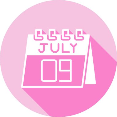 9 Temmuz takvim simgesi, vektör illüstrasyon Temmuz tarihi