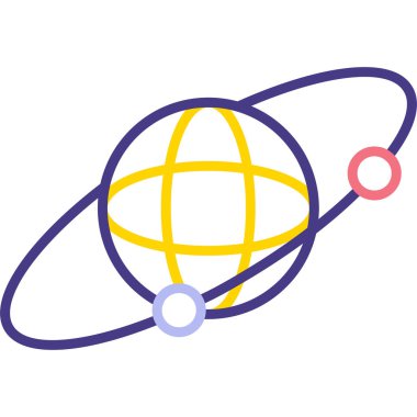 Gezegen ikonu. Beyaz arkaplanda izole edilmiş güneş sistemi vektörünün ana tasarımı